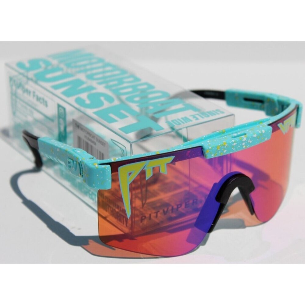PIT VIPER The Motorboat Sunset Sunglasses Blue/Pink/Orange Wrap Single Wide NEW